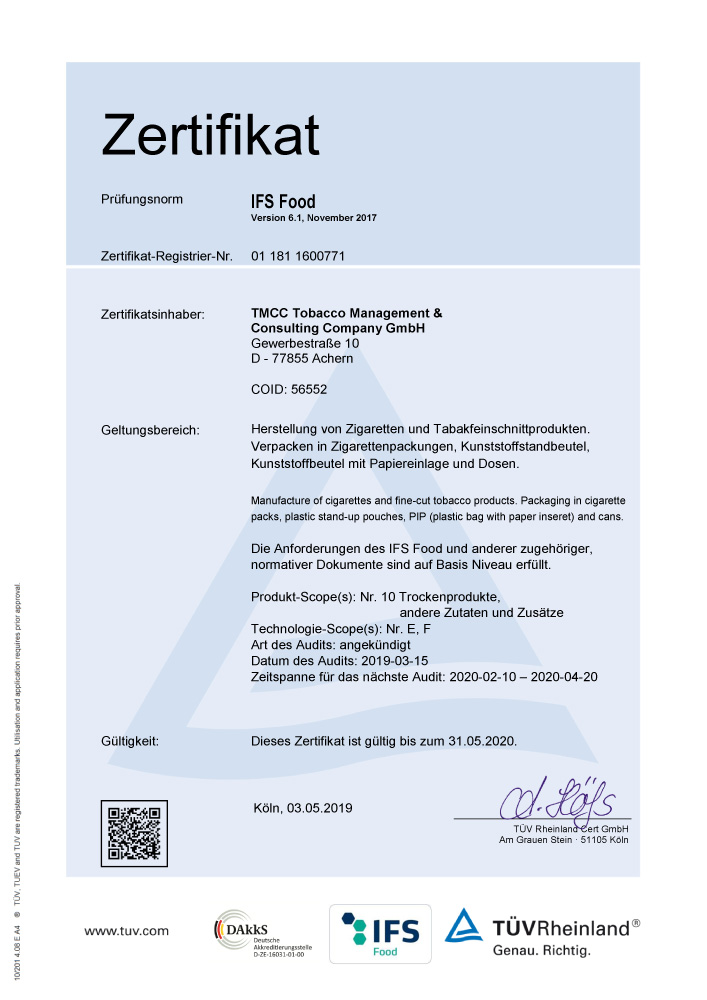 TMCC - IFS Zertifikat